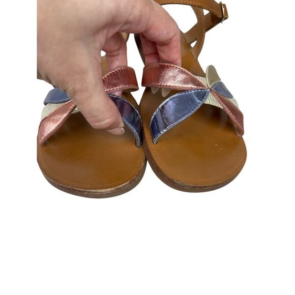 Girls Pom Dapi Leather Plagette Oto Sandals Size 4 4.5 Metallic Colorful Shoes - Picture 6 of 9